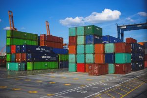 Shipping Containers at Port Importing Exporting