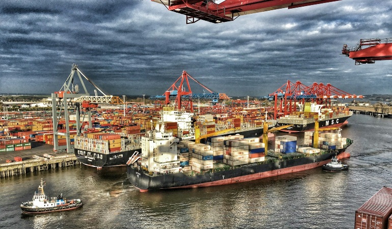 Large cargo ship on the sea