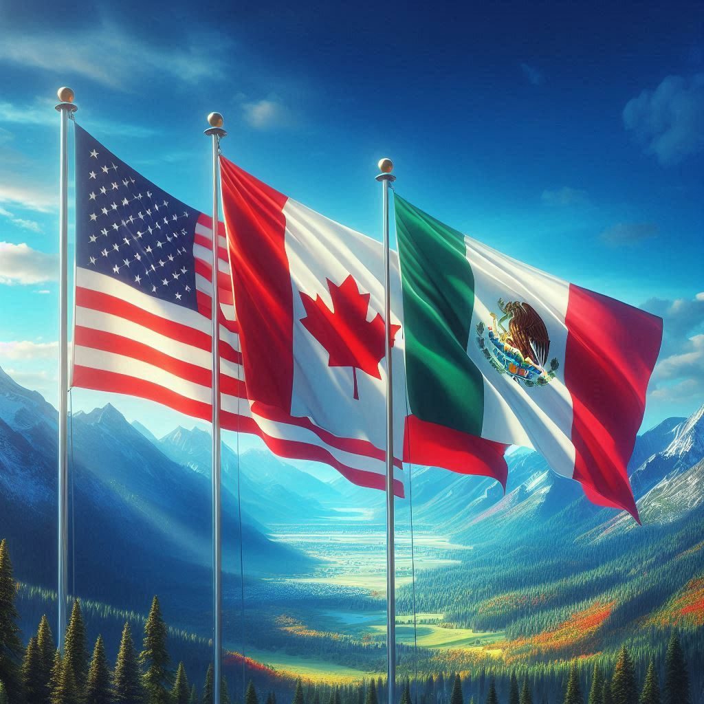 U.S., Canadian, and Mexican flags